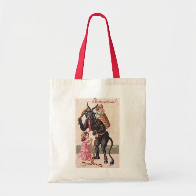 Krampus Scaring Girls Vintage Demon Christmas Tragetasche (Vorne)
