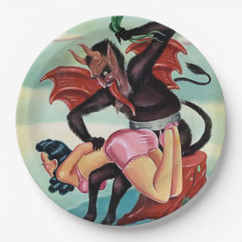 Krampus Spanking Lady Weihnachten Pappteller