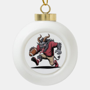 Krampus spielt Fußball Weihnachten Fitness Xmas Keramik Kugel-Ornament