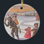 Krampus Stealing Toys & Children Keramik Ornament<br><div class="desc">Vintager Krampus Weihnachtsdruck</div>