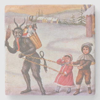Krampus Stealing Toys & Children Steinuntersetzer