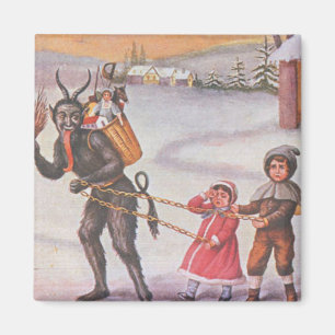 Krampus stiehlt Spielzeug und Kinder Magnet