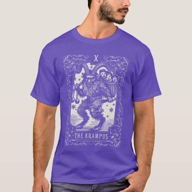 Krampus Tarot Card Design Christmas Season Evil Pa T-Shirt (Vorderseite)