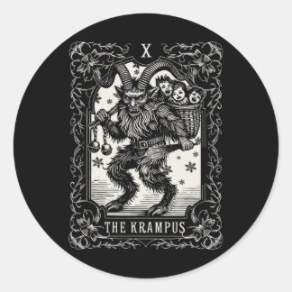 Krampus Tarot Card Design Weihnachtssaison Böse Pa Runder Aufkleber