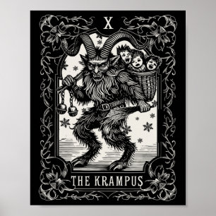 Krampus Tarot-Kartendesign Weihnachtszeit Böse Pa Poster