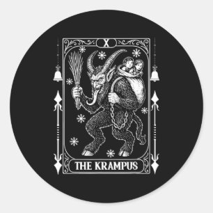 Krampus Tarot-Kartendesign Weihnachtszeit Böse Pa Runder Aufkleber