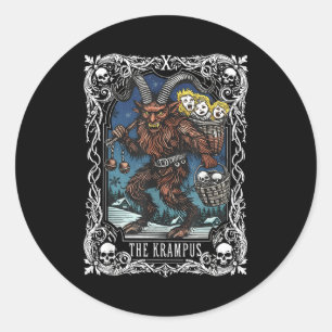 Krampus Tarot-Kartendesign Weihnachtszeit Böse Wei Runder Aufkleber
