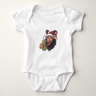 Krampus trinkt grünen Matcha Weihnachten Gruselig Baby Strampler