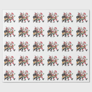 Krampus und Santa Playing Gitarre Electric Xmas Geschenkpapier