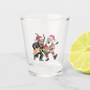 Krampus und Santa Playing Gitarre Electric Xmas Schnapsglas