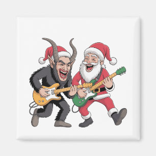 Krampus und Santa spielen elektrische Weihnachtsgi Magnet