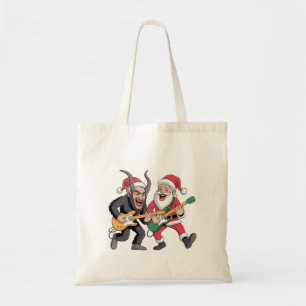Krampus und Santa spielen elektrische Weihnachtsgi Tragetasche