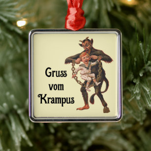 Krampus Vintage-Illustration Krampusnacht Ornament Aus Metall