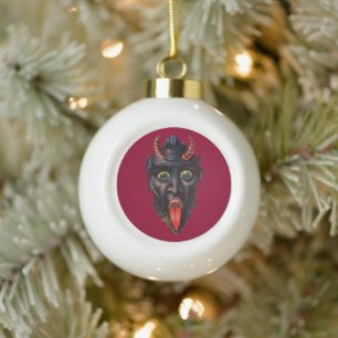 Krampus Vintage Keramik Kugel-Ornament