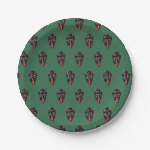 Krampus Weihnachten 7" Pappteller in Grün