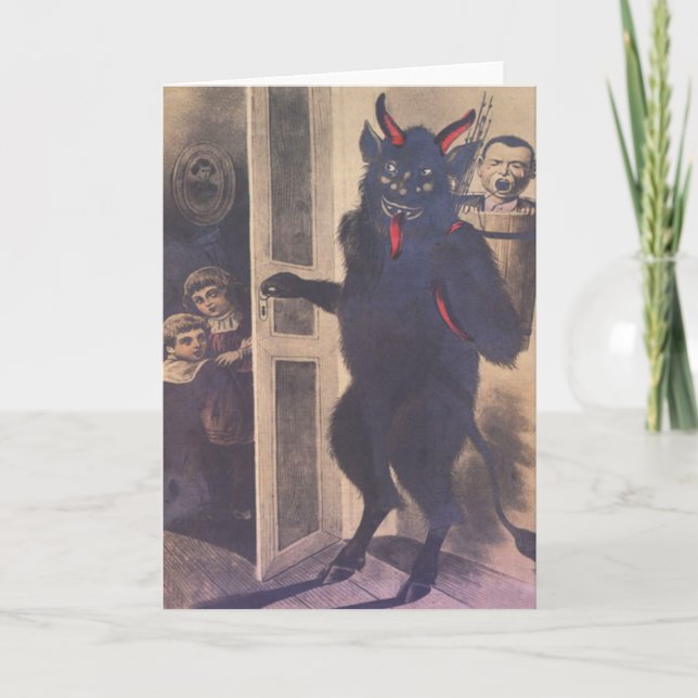 Krampusfamilie Ansammlung Feiertagskarte (Vorderseite)