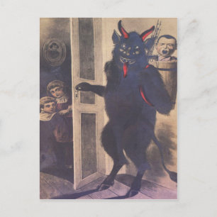 Krampusfamilie Ansammlung Feiertagspostkarte