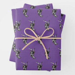 Krampuswrapping Paper Flat Sheet Set 3 Geschenkpapier Set