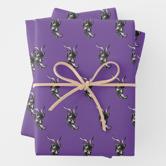 Krampuswrapping Paper Flat Sheet Set 3 Geschenkpapier Set (Beispiel)