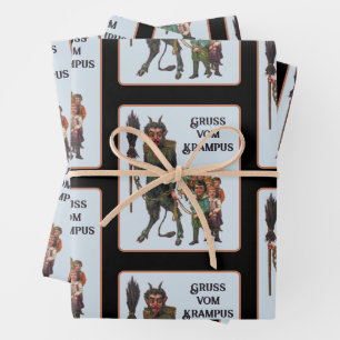 Krampuswrapping Paper Flat Sheet Set 3 Geschenkpapier Set