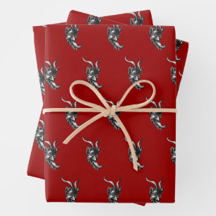 Krampuswrapping Paper Flat Sheet Set 3 Geschenkpapier Set