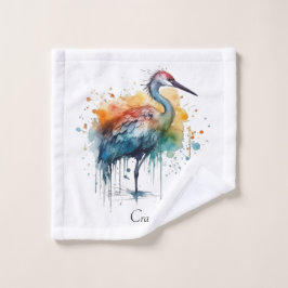 Kran, Aquarellkunst Waschlappen