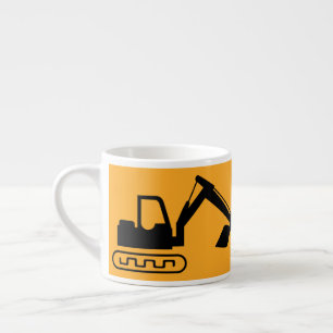 Kran-Baggerlader, Gelb Schwarz, Arbeiter  Espressotasse