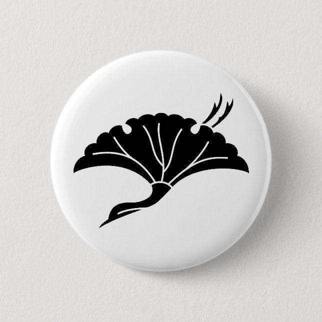 Kran-förmiges Ginkgoblatt Button (Vorderseite)