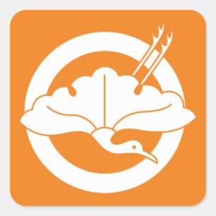 Kran-förmiges Ginkgoblatt Quadratischer Aufkleber