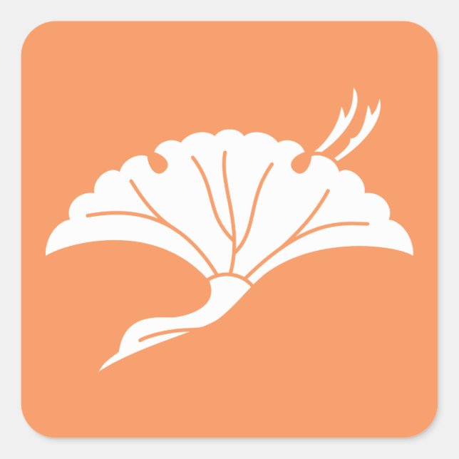 Kran-förmiges Ginkgoblatt Quadratischer Aufkleber (Vorderseite)
