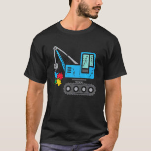 Kran Kinder Autismus-Bewusstsein LKW Baustellenfah T-Shirt