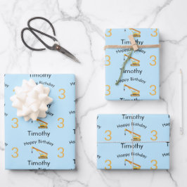 Kranbau LKW Individuelle Name & Alter Geschenkpapier Set