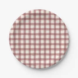 Kranbeer-Gingham-Rot-Maroon Pappteller