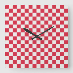 Kranbeeren-Fizz-Schachbrettmuster Quadratische Wanduhr