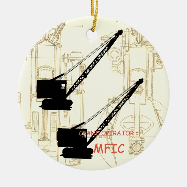 Kranbetreiber = MFIC VINTAGER RAUPEN-KRAN Keramik Ornament (Vorne)