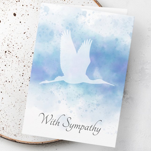 Krane auf blauem Beileid Dankeskarte (Crane on blue watercolor sympathy bereavement card)