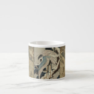 Krane auf einer schneebedeckten Pine Hokusai Espressotasse