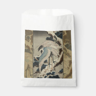 Krane auf einer schneebedeckten Pine Hokusai Geschenktütchen