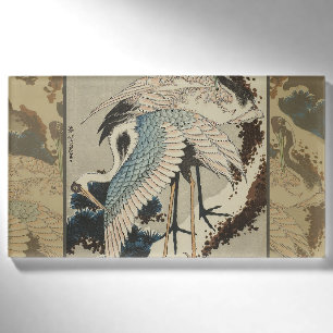 Krane auf einer schneebedeckten Pine Hokusai Namenschild