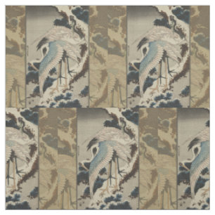 Krane auf einer schneebedeckten Pine Hokusai Stoff