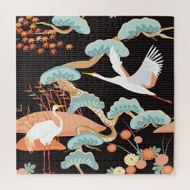 Krane, Helden: Japanisches Vogelmuster. (Vertikal)