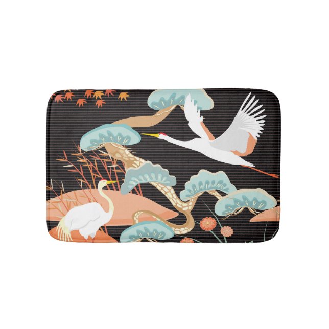 Krane, Helden: Japanisches Vogelmuster. Badematte (Vorderseite)