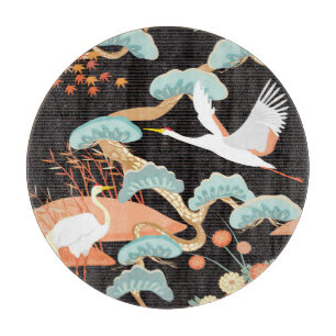 Krane, Helden: Japanisches Vogelmuster. Schneidebrett