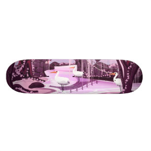 Krane im koreanischen Garten Skateboard