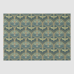 Krane im Mondschein // Gold und Aquamarin Seidenpapier