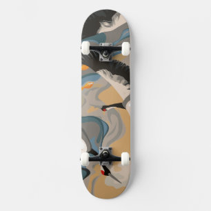 Krane in die Höhe über dem Fluss Skateboard
