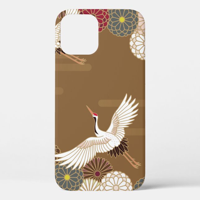 Krane und Chrysanthemen Japanische traditionelle K Case-Mate iPhone Hülle (Rückseite)