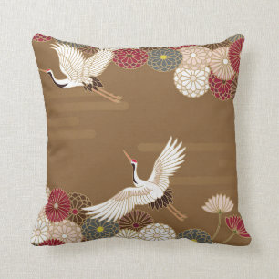 Krane und Chrysanthemen Japanische traditionelle K Kissen