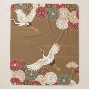 Krane und Chrysanthemen Japanische traditionelle K Sherpadecke