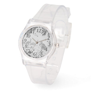 Krane und Lotus Landschaftsbilder Armbanduhr